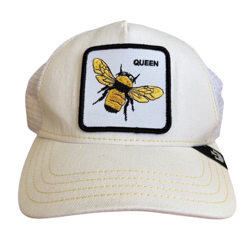 Goorin Bros. Queen Bee The Farm SnapBack Hat Cap Trucker Mesh Back White